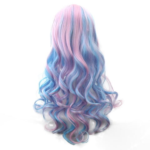 Long Ombre Color High Temperature Wigs Pink Blue Synthetic Wig