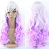 Long Ombre Color High Temperature Wigs Pink Blue Synthetic Wig