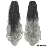 Black to Gray Blonde Ombre Claw Ponytail Synthetic Hair