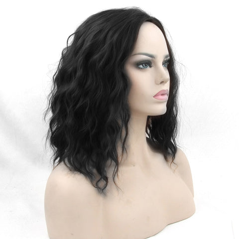 Curly Black Wigs Short Synthetic Hairpiece