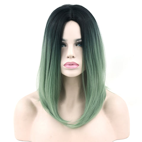 Black To Green Ombre Hair Synthetic Hair Bob Wig