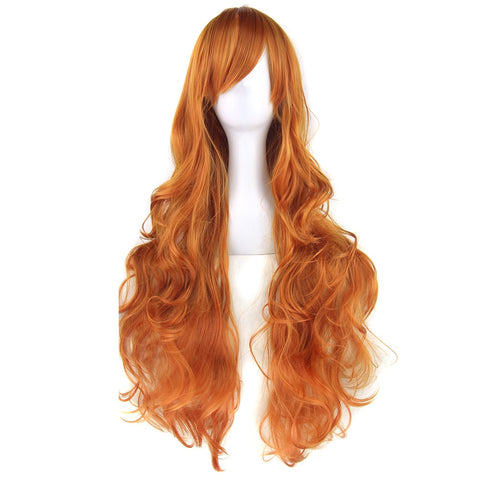 Long Curly Hair Orange Brown Wigs