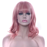 Short Curly Synthetic Hair Pink Wigs