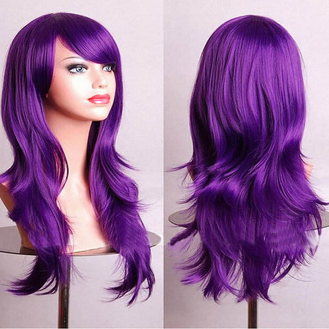Long wave heat resistant and synthetic wigs has