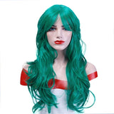 Long wave heat resistant and synthetic wigs has