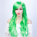 Long wave heat resistant and synthetic wigs has
