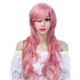 Long wave heat resistant and synthetic wigs has