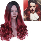 Long Wavy Ombre Red and Blonde Synthetic Wig