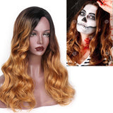 Long Wavy Ombre Red and Blonde Synthetic Wig