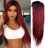 Ombre Green Straight Long Synthetic Wigs