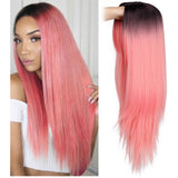 Ombre Green Straight Long Synthetic Wigs