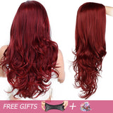 Long Red Wavy Synthetic Hair Wig