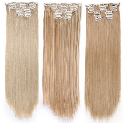 Long Blond Straight Synthetic Hair Extensions has